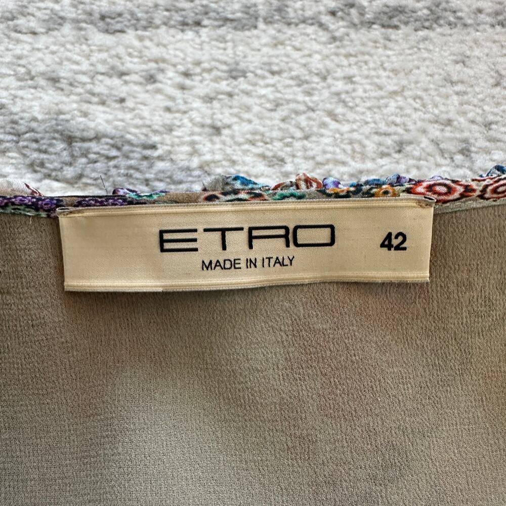 ETRO Silk Paisley Ruffle Wrap Dress Size IT 42 / US 6 - Picture 6 of 12